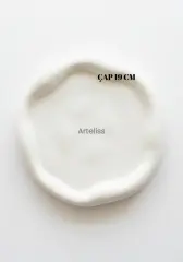 Dekoratif Yuvarlak Beyaz Bohem Sunum Tepsisi