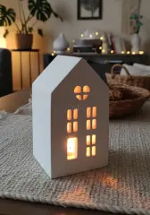 Beyaz Işık Ev Mumluk Şamdan Dekoratif Büyük Obje