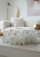 İskandinav Tarz  12 Parça Beyaz Minyatür Ev Seti