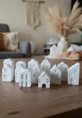 İskandinav Tarz  12 Parça Beyaz Minyatür Ev Seti