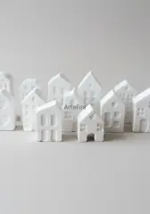 İskandinav Tarz  12 Parça Beyaz Minyatür Ev Seti