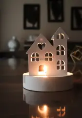 Dekoratif Ev Plaka Standlı Tealight Mumluk Şamdan