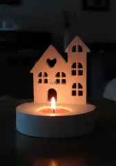 Dekoratif Ev Plaka Standlı Tealight Mumluk Şamdan