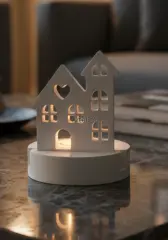Dekoratif Ev Plaka Standlı Tealight Mumluk Şamdan