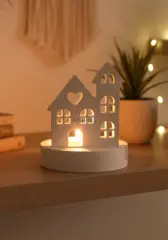 Dekoratif Ev Plaka Standlı Tealight Mumluk Şamdan