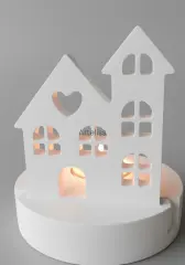 Dekoratif Ev Plaka Standlı Tealight Mumluk Şamdan