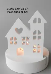 Dekoratif Ev Plaka Standlı Tealight Mumluk Şamdan
