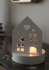 Dekoratif Kalp Ve Ev Plakalı Mum Standı Mumluk