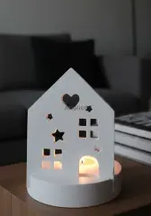 Dekoratif Kalp Ve Ev Plakalı Mum Standı Mumluk