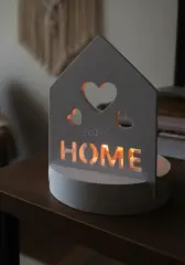 Beyaz Dekoratif Ev Plakalı Standlı Mumluk Obje