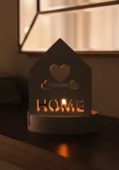 Beyaz Dekoratif Ev Plakalı Standlı Mumluk Obje