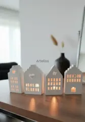 4’lü Dekoratif Beyaz Işık Evi Seti