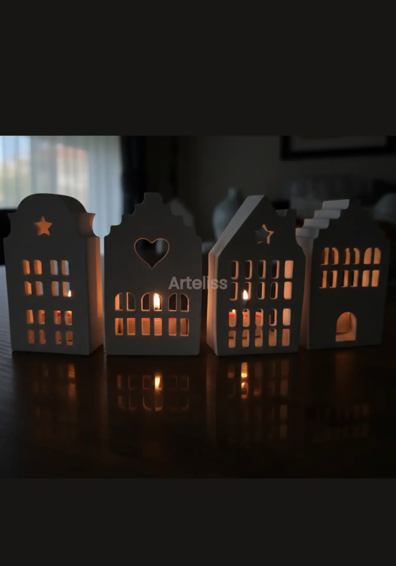 4’lü Dekoratif Beyaz Işık Evi Seti