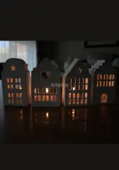 4’lü Dekoratif Beyaz Işık Evi Seti