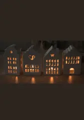 4’lü Dekoratif Beyaz Işık Evi Seti