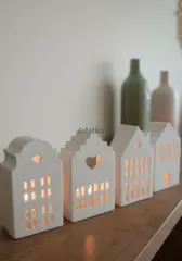 4’lü Dekoratif Beyaz Işık Evi Seti