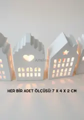 4’lü Dekoratif Beyaz Işık Evi Seti