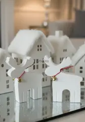 Dekoratif Beyaz Boyanabilir Geyik Kış Dekoru Obje