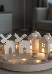 Dekoratif Beyaz Boyanabilir Geyik Kış Dekoru Obje