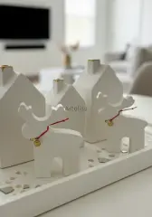 Dekoratif Beyaz Boyanabilir Geyik Kış Dekoru Obje