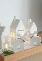 Dekoratif Beyaz Boyanabilir Geyik Kış Dekoru Obje