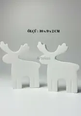 Dekoratif Beyaz Boyanabilir Geyik Kış Dekoru Obje