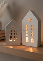 Dekoratif Işık Evi Büyük İkili Ev Obje