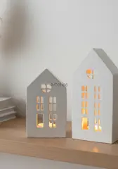 Dekoratif Işık Evi Büyük İkili Ev Obje