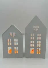 Dekoratif Işık Evi Büyük İkili Ev Obje