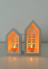 Dekoratif Işık Evi Büyük İkili Ev Obje