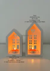 Dekoratif Işık Evi Büyük İkili Ev Obje