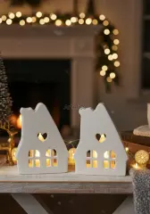 Dekoratif Bungalov Işık Evi İkili Ev Mumluk Dekor