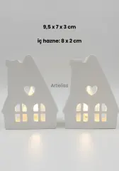 Dekoratif Bungalov Işık Evi İkili Ev Mumluk Dekor