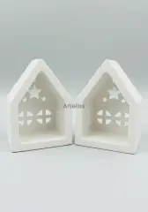 Dekoratif Yıldızlı Işık Evi İkili Ev Obje Mumluk