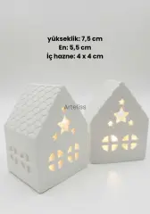 Dekoratif Yıldızlı Işık Evi İkili Ev Obje Mumluk