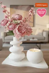 Puffy Cloud | Vanilya Kokulu Mum Vazo Set