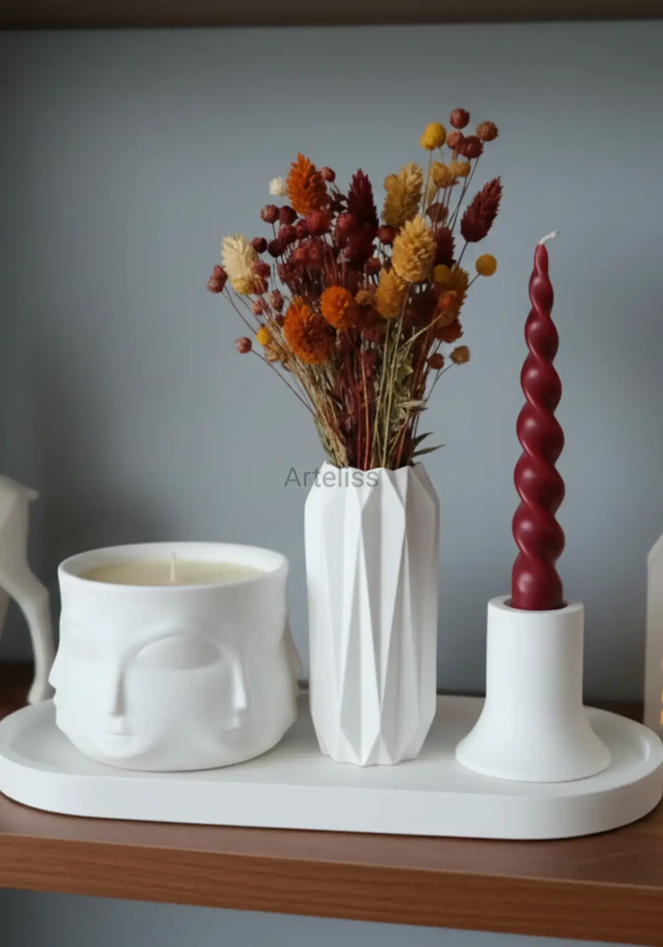 Buddha Figürlü Mum Vazo Şamdan Meditasyon Seti