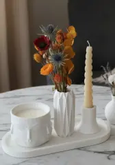 Buddha Figürlü Mum Vazo Şamdan Meditasyon Seti