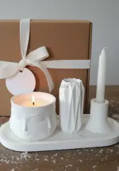 Buddha Figürlü Mum Vazo Şamdan Meditasyon Seti