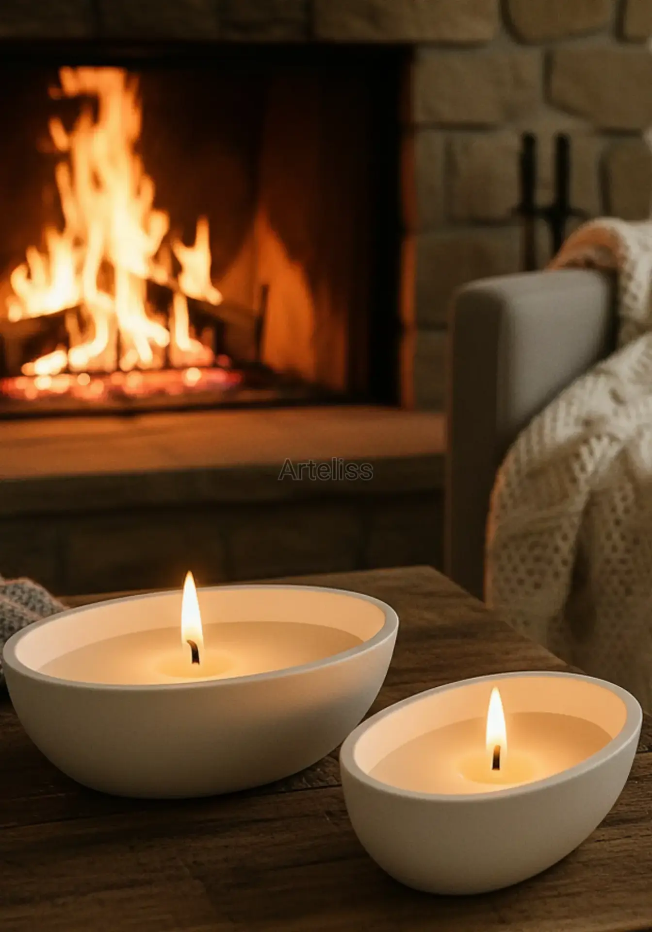 İkili Aromaterapi Kokulu Mum Seti Kayık Form