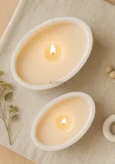 İkili Aromaterapi Kokulu Mum Seti Kayık Form