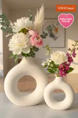 Donut Duo | İkili Minimalist Halka Vazo Dekor Set