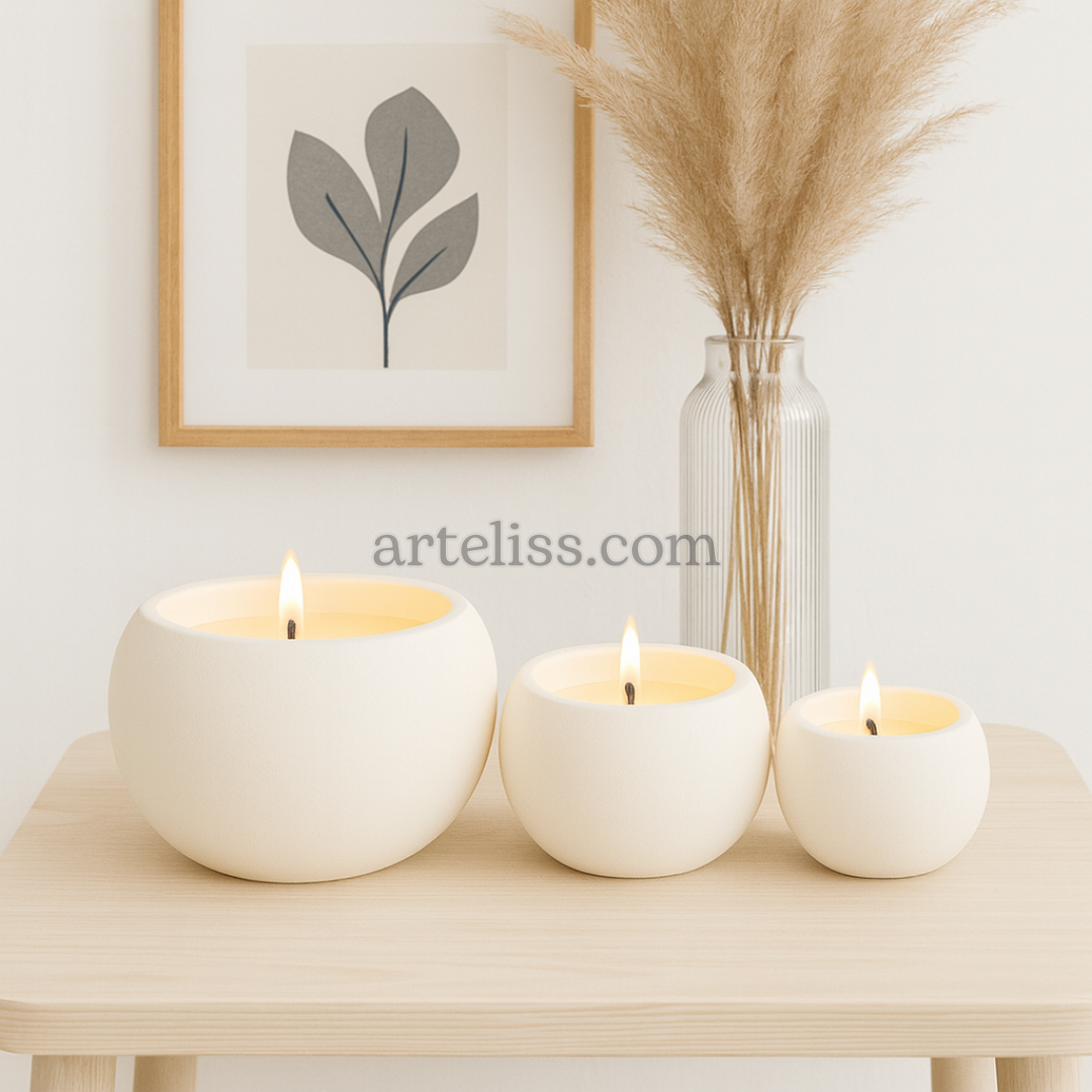 Üçlü Aromaterapi Kokulu Küre Mum Seti