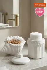 Pearl Flora | Banyo Aksesuar Seti - İstiridye Obje ve Çiçekli Kavanoz