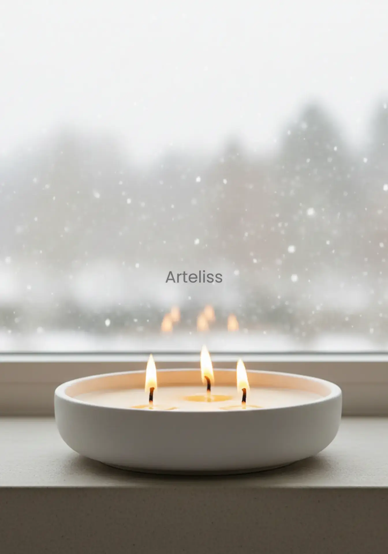 Aromaterapi Geniş Kase Üç Fitilli Kokulu Mum