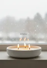 Aromaterapi Geniş Kase Üç Fitilli Kokulu Mum