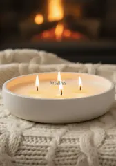 Aromaterapi Geniş Kase Üç Fitilli Kokulu Mum