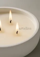 Aromaterapi Geniş Kase Üç Fitilli Kokulu Mum