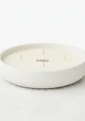 Aromaterapi Geniş Kase Üç Fitilli Kokulu Mum