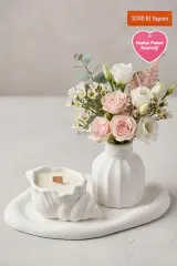 Serene Shore -  3'lü Mum Dekoratif Sunum Seti